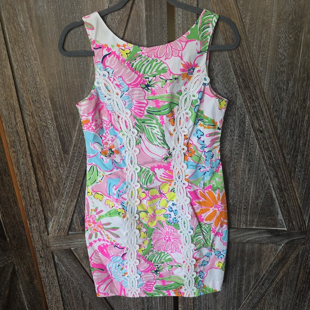 Lilly Pulitzer Target Dress Women's Size 6 Bright Neon Floral Tank Embellished